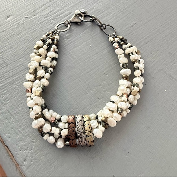 Silpada 925 Sterling Silver & Pearls Multi Strand Bracelet - Picture 7 of 10